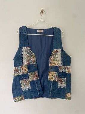 Denim Patchwork Vest - Handmade